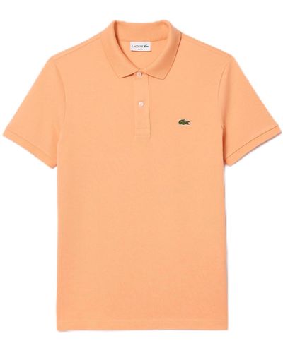 Lacoste Short Sleeved Ribbed Collar Shirt Mm - Orange
