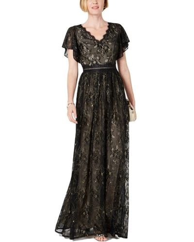 Adrianna Papell Metallic Lace Long Dress - Multicolor