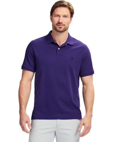 Izod Short Sleeve Interlock Polo Shirt - Purple