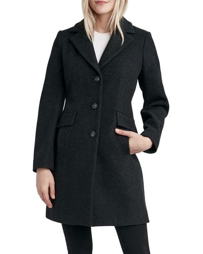 Laundry by Shelli Segal Faux Wool Coat With Notch Collar - Black