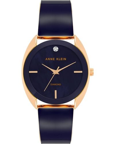 Anne Klein Genuine Diamond Dial Bangle Watch - Blue