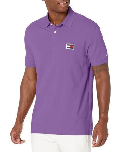 Tommy Hilfiger Mens Pride Short Sleeve In Regular Fit Polo Shirt - Purple