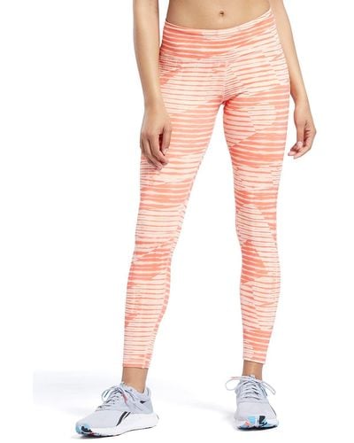 Core 10 By Reebok Plus Size Lux 2.0 Mid-rise All Over Print Leggings - Orange