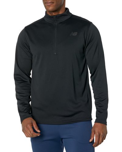 New Balance Knit 1/4 Zip In Black Poly Knit - Blue
