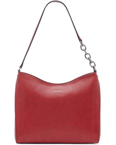 Calvin Klein Nova Chain Hobo Shoulder Bag - Red