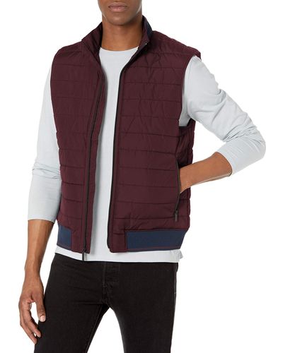 Perry Ellis Quilted Puffer Vest - Purple