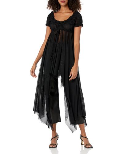 Norma Kamali Short Sleeve Sweetheart Peasant Goddess Dress - Black