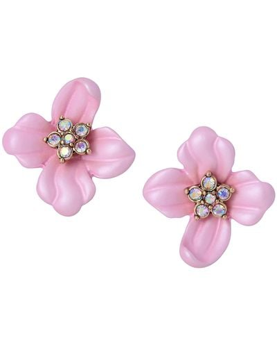 Betsey Johnson Betsey Flower Button Earrings - Pink
