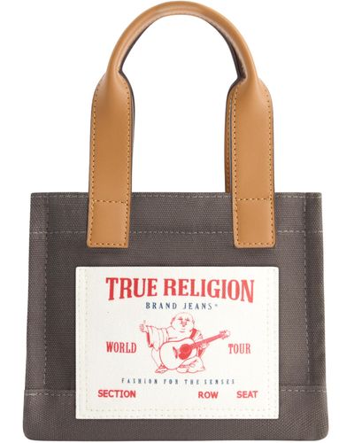 True Religion Tote, Mini Travel Shoulder Bag With Adjustable Strap, Gray - Pink