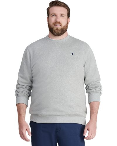 Izod Big & Tall Big Advantage Performance Crewneck Fleece Pullover Sweatshirt - Gray