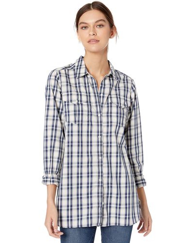 Goodthreads Lightweight Twill Long-Sleeve Utility Shirt Dress - Bleu