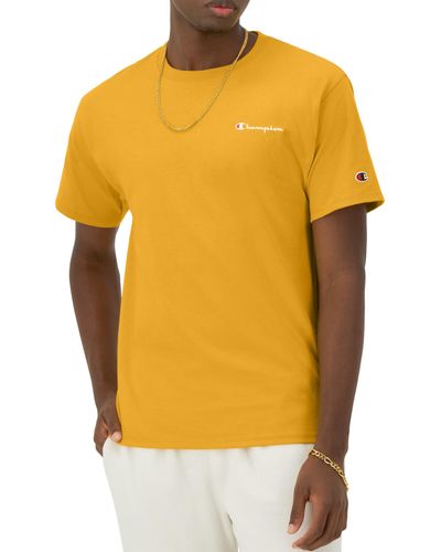 Champion , Cotton Midweight Crewneck Tee, T-shirt For , - Yellow