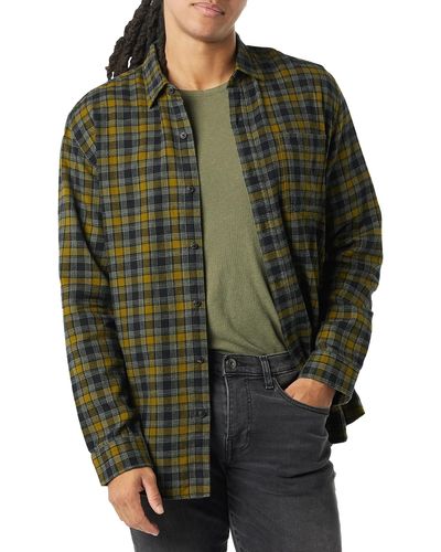 Amazon Essentials Regular-fit Long-Sleeve Plaid Flannel Shirt Camisa - Verde