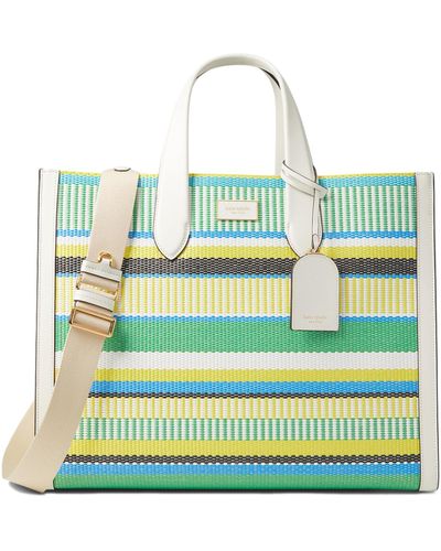 Kate Spade Hattan Striped Woven Straw Large Tote - Green