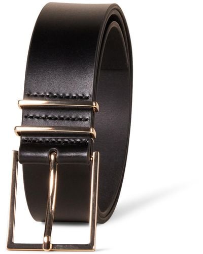 Amazon Essentials Leather Refined Buckle Dress Belt - Black