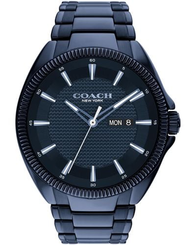 COACH 3h Quartz Bracelet Watch With Day Date Window - Water Resistant 3 Atm/30 Meters - Gift For Him - Premium Fashion Timepiece For - Blue