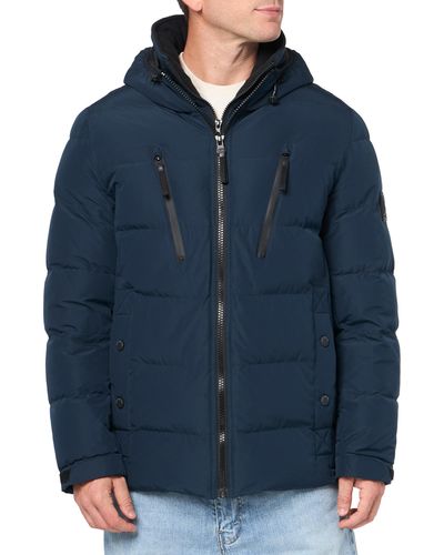 Andrew Marc Water Resistant Montrose Down Jacket Long Sleeve - Blue