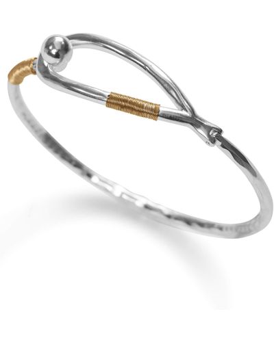 Lucky Brand Two-tone Wire-wrapped Hinge Cuff Bracelet - Metallic