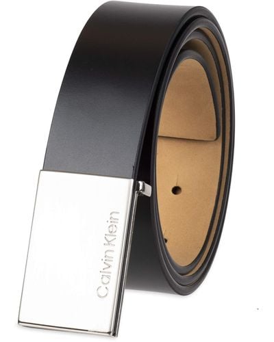 Calvin Klein Casual Belt With Plaque Buckle - Black