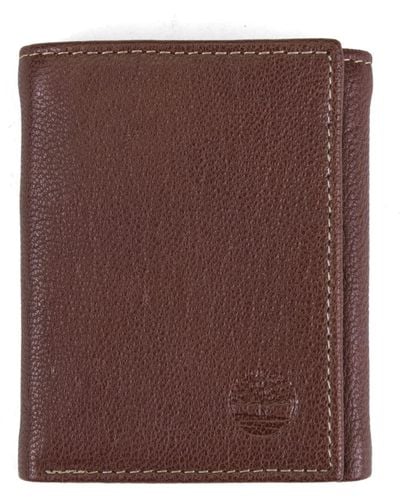 Timberland Mens Genuine Leather Rfid Blocking Trifold Travel Accessory Tri Fold Wallet - Brown
