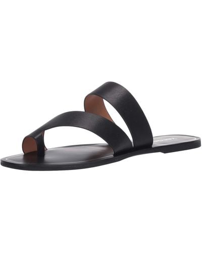Kensie Womens Flat Sandal With Toe Loop,black,6 M Us