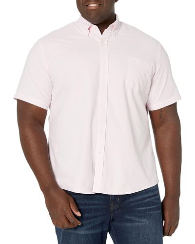 Amazon Essentials Regular-fit Short-sleeve Pocket Oxford Shirt - Pink