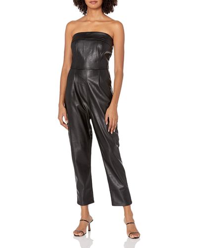 Kendall + Kylie Kendall + Kylie Vegan Leather Strapless Jumpsuit - Black