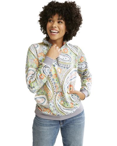 Vera Bradley Women's Snap Collar Fleece Pullover Sweatshirt With