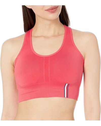 Tommy Hilfiger Medium Impact Long Line Seamless Fabric Sports Bra - Pink
