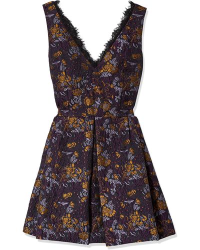 Cynthia Rowley Fit And Flare Dress V Neckline - Purple