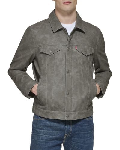 Levi's Faux Leather Classic Trucker Jacket - Gray