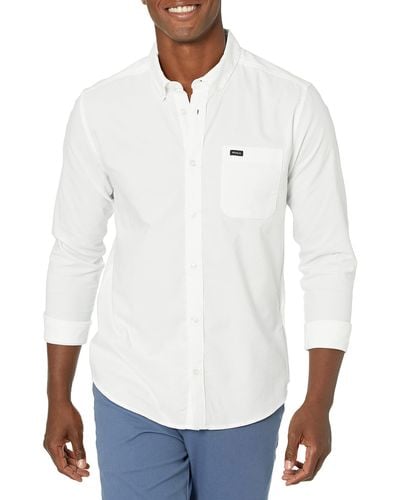 RVCA Slim Fit Long Sleeve Woven Button Up Shirt - White