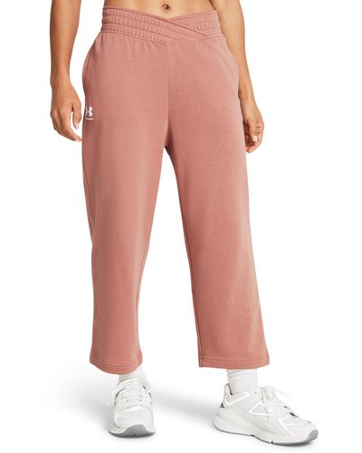 Under Armour Rival Terry Wide Leg Crop Pants - Red