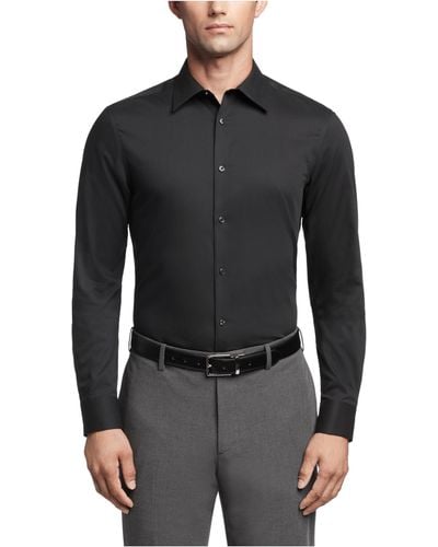 Calvin Klein Dress Shirts Slim Fit Non Iron Solid - Black