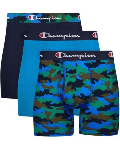 Champion Polyester Blend Total Support Pouch Boxer Brief 3 Pack - Blue