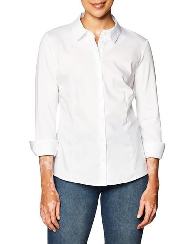 Calvin Klein Plus Size High-low Sleeveless Button-down Blouse - White