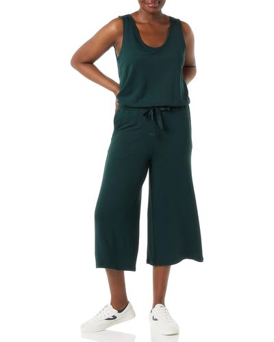 Daily Ritual Supersoft Terry Sleeveless Wide-leg Jumpsuit - Green