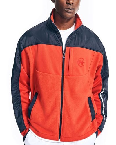 Nautica Competition Sustainably Crafted Full-zip Mixed-media Jacket - Red