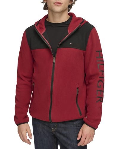 Tommy Hilfiger Hooded Legacy Fleece Jacket - Red