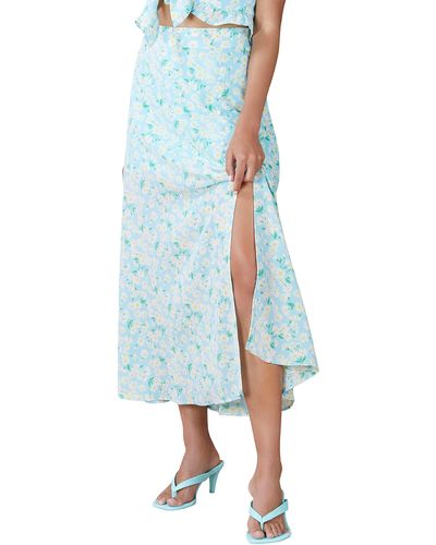 BCBGeneration Womens Relaxed Straight Fit Side Slit Maxi Skirt - Blue
