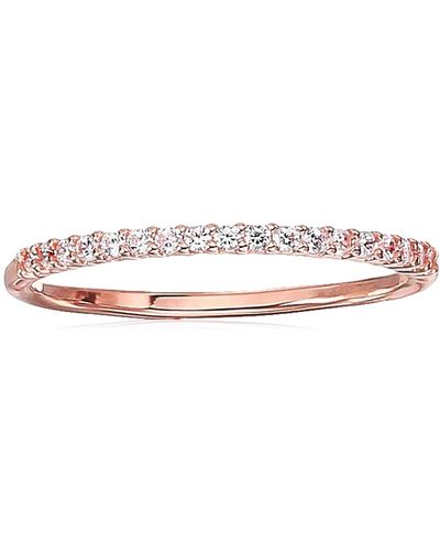 Amazon Essentials 14k Rose Gold Over Sterling Silver Cubic Zirconia Fashion Band Stackable Ring - Black