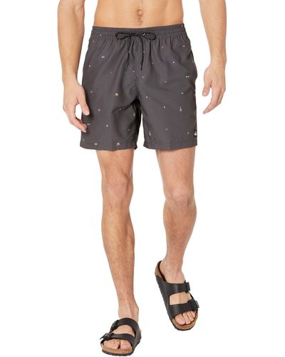 Quiksilver Everyday Mix 17nb Elastic Waist Volley Swim Trunk Bathing Suit Board Shorts - Gray