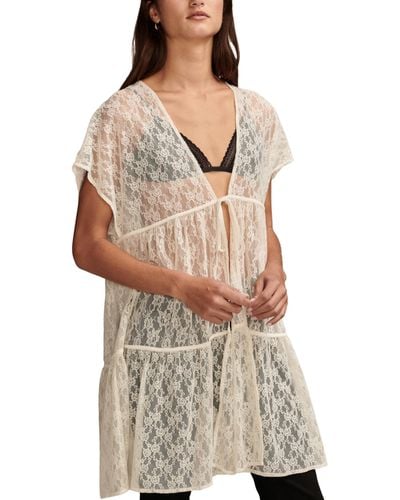 Lucky Brand Festival Lace Tiered Kimono - Brown