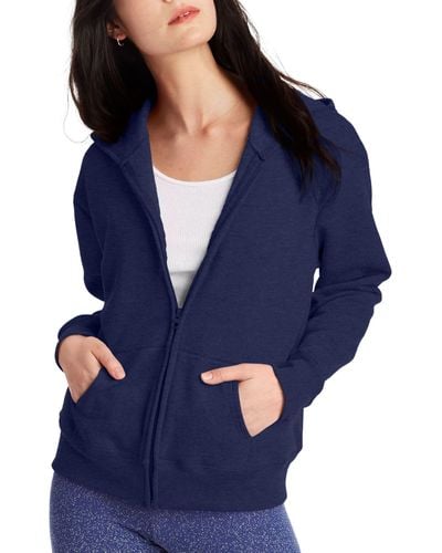 Hanes Ecosmart Full-zip Hoodie Sweatshirt - Blue