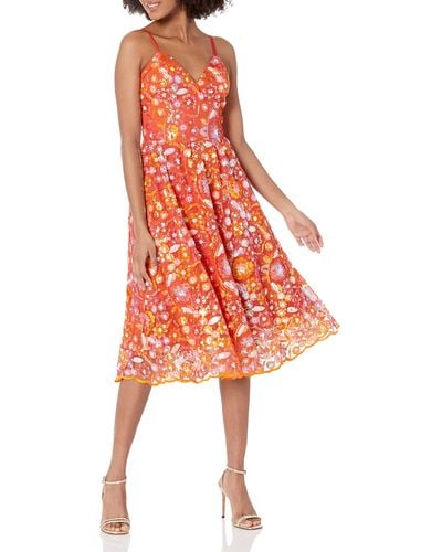 Dress the Population S Maren Fit And Flare Midi Special Occasion - Orange