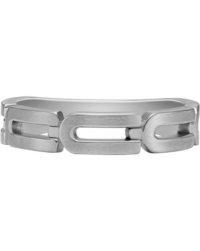 Fossil Heritage D-link Chain Stainless Steel Band Ring - Metallic