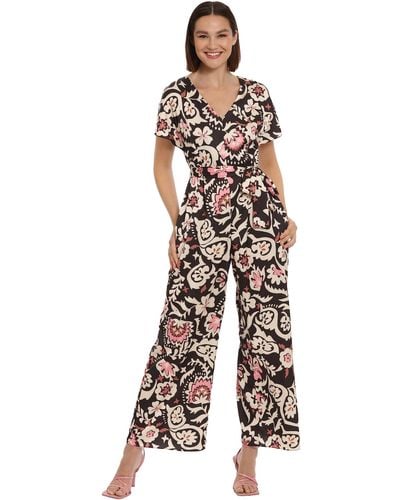 Donna Morgan Wide Pant Leg V-neck Jumpsuit Career Office Workwear Event Party Shower Guest Of - White