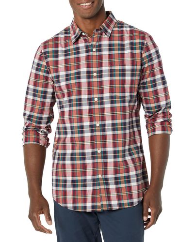 Amazon Essentials Long-sleeve Slim-fit Stretch Poplin Shirt - Red