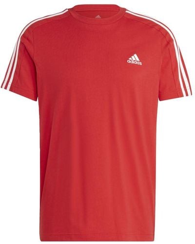 adidas Essentials Single Jersey 3-stripes T-shirt - Red