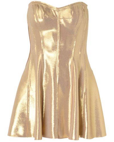 Norma Kamali Strapless Grace Mini Dress Gold - Natural